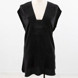 Anthropologie M Silk Tunic Mini Dress Black